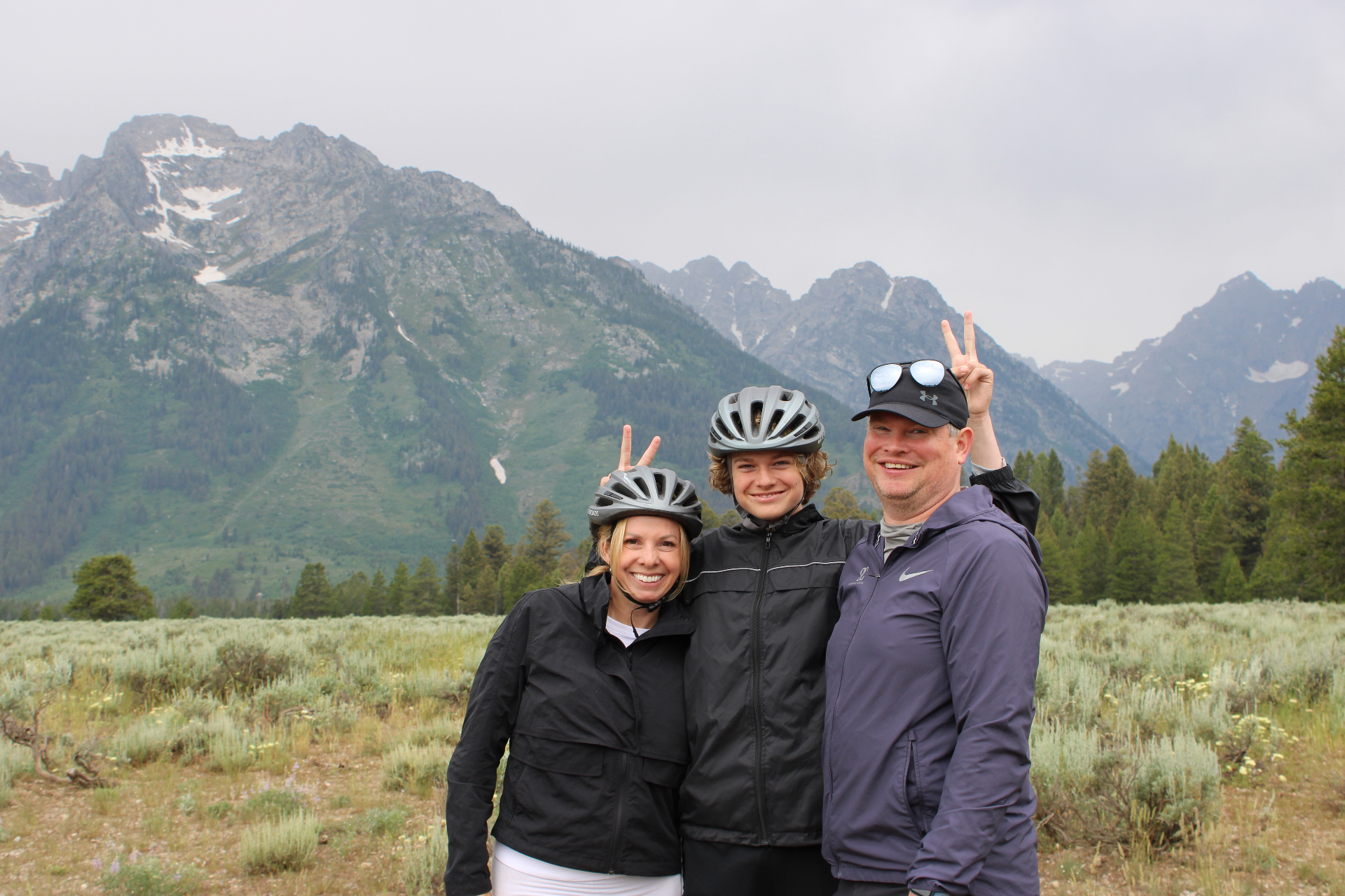 Sarah with her family biking in Yellowstone National Park